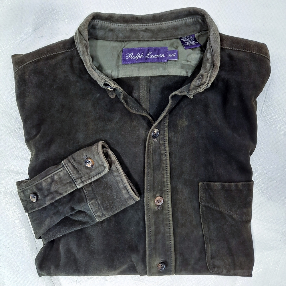 Ralph Lauren Purple Label Dark Brown Suede Shirt